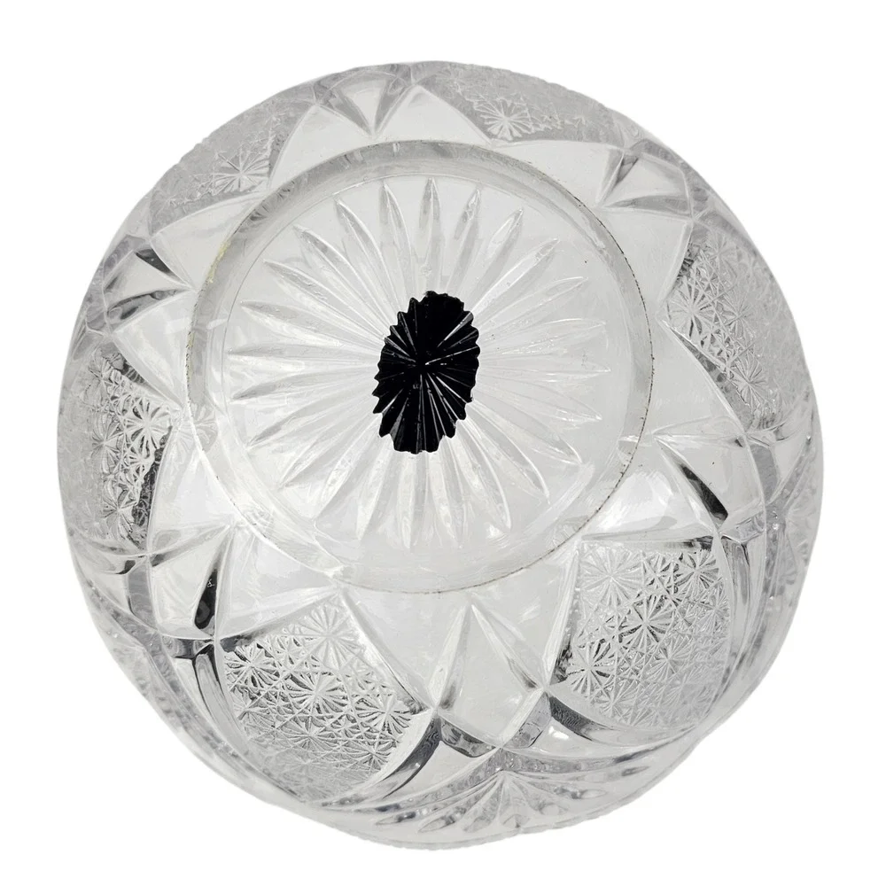 Crystal Glass Studios Japan Cut Glass Scalloped Bowl‎ Starburst 6 Inch Clear